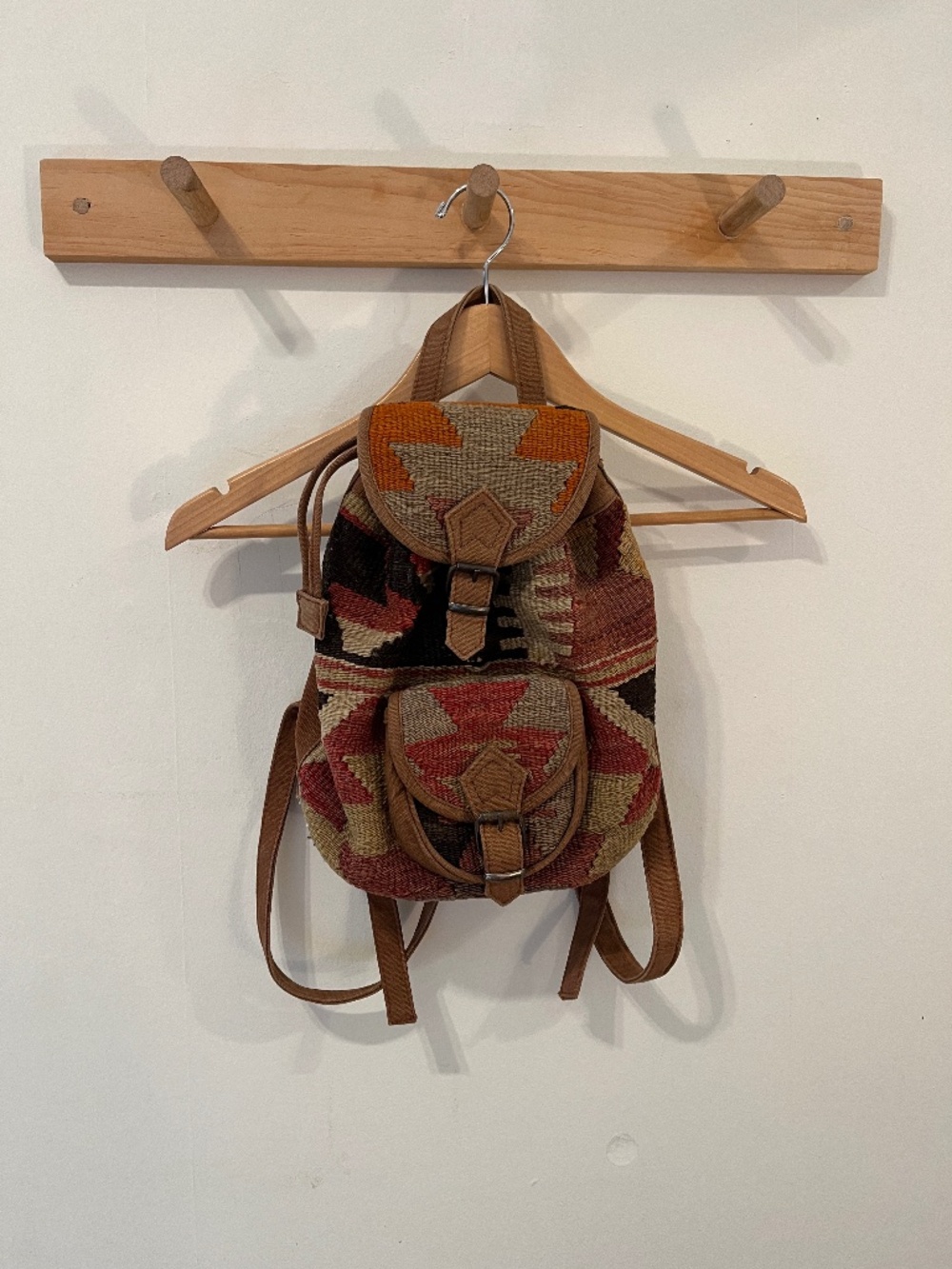 Vintage Turkish Kilim Bucket Backpack